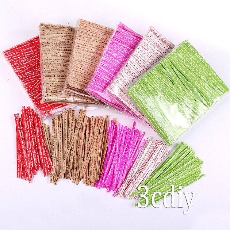 ลวดมัดปากถุงขนมลวดสี  แบบพลาสติก OPP และแบบกระดาษ ขนาด 9cm 10cm