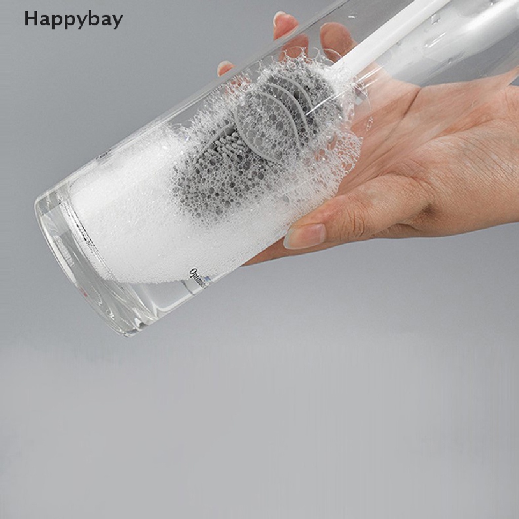 <Happybay> แปรงซิลิโคน ด้ามจับยาว สําหรับทําความสะอาดแก้วไวน์ แก้ว