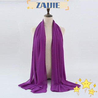 ※ZAIJIE※ 180x75cm Soft Scarf Womens Headband Chiffon Knitted Headscarf Plain Shawl Long Stylish Silk Scarf