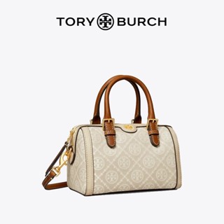 Tory Burch T MONOGRAM กระเป๋าสะพายไหล่ กระเป๋าถือ ทรงโท้ท ลายดาว สําหรับสตรี เหมาะกับการพกพาเดินทาง