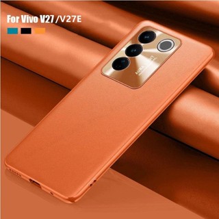 เคสโทรศัพท์มือถือหนังแข็ง กันกระแทก กันรอยกล้อง สีพื้น สําหรับ vivo V27E V27 pro 5G