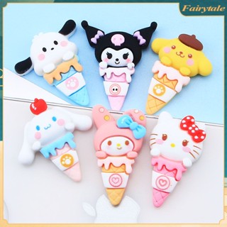 SANRIO แผ่นเรซิ่น รูปไอศกรีมจําลอง แฮนด์เมด Diy สําหรับตกแต่งเคสโทรศัพท์ ปิ่นปักผม ปิ่นปักผม