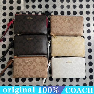 Coach f87591 f16109 คลัทช์ผู้หญิง/กระเป๋าสตางค์ซิปคู่คลาสสิก/กระเป๋าใส่เหรียญสร้างสรรค์