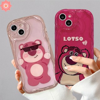 เคสโทรศัพท์มือถือแบบนิ่ม กันกระแทก ลายการ์ตูนหมี สตรอเบอร์รี่ 3D สีแดงกุหลาบ สําหรับ IPhone 11 12 13 14 Pro Max 7 8 6s 6 Plus XR X XS Max SE 2020