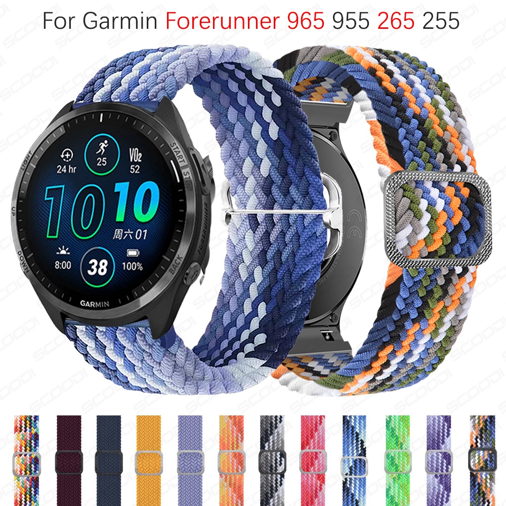 สายนาฬิกาข้อมือไนล่อนถัก ปรับได้ สําหรับ Garmin Forerunner 965 955 265 255 SmartWatch