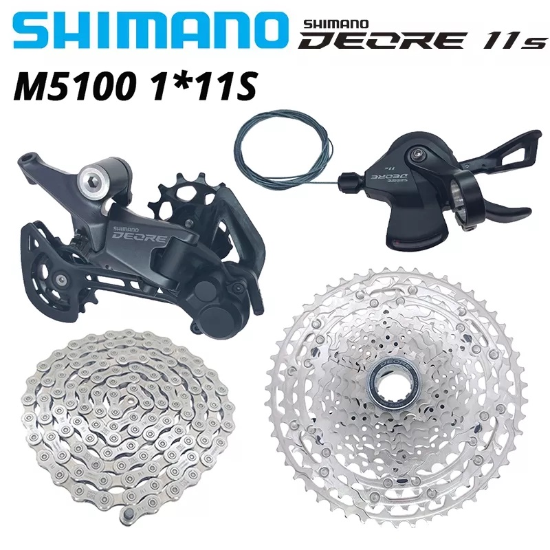 ชุดเกียร์ SHIMANO DEORE M5100/M5120 สำหรับจักรยานเสือภูเขา 1x11 Speed พร้อม Shift Lever, Rear Derailleur, Cassette และ Chain