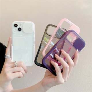 เลนส์ใสหน้าต่างบานเลื่อน 2 ใน 1 กรณีโทรศัพท์มือถือ เข้ากันได้สำหรับ เคสไอโฟน เคสไอโฟน11 iPhone 14 13 12 11 Pro Max XR XS X 7 8 Plus