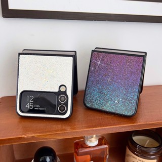 【Fold Color Stone】Hard PC For SAMSUNG Z Flip3 Flip4 Casing For Girl Shockproof Lens Protector Case