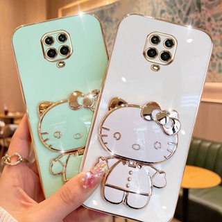 เคสโทรศัพท์มือถือ แบบนิ่ม ลายการ์ตูนคิตตี้ มีกระจกแต่งหน้า สําหรับ Xiaomi Redmi Note 9 Pro Max Note 9S K30 Pro POCO M2 Pro POCO F2 Pro