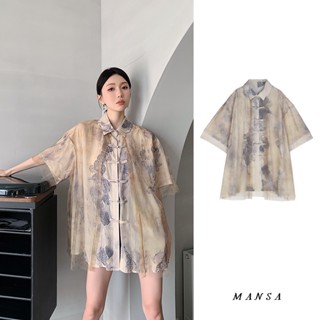 MANSA Chinoiserie oversized shirt เสื้อเชิ้ตแขนสั้น เสื้อ