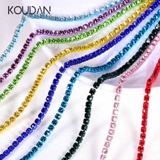 Koudan สติกเกอร์โซ่คริสตัล พลอยเทียม ชุบไฟฟ้า ยาว 92 ซม. สําหรับตกแต่งเล็บเจล