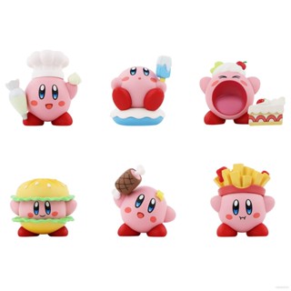 Ns3 โมเดลฟิกเกอร์ Kirby Action Figure Cake Hamburger Roast meat French fries 6 ชิ้น ของเล่นสําหรับเด็ก