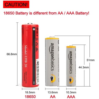 ไฟฉาย buybuytech ถ่านชาร์จ 18650 UltraFire 3.7V 6800mAh