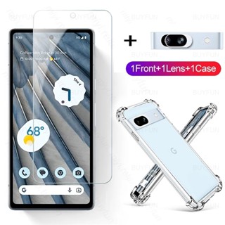 3in1 Clear Soft Case + Camera Lens Protectors Screen Tempered Glass For Google Pixel 6A 6 A A6 7A 7 A7 Pixel7 Pixel6 Pixel7A 6.1inch