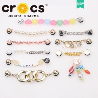 Jibbitz crocs สายโซ่โลหะ รูปดอกไม้น่ารัก สําหรับรองเท้า DIY