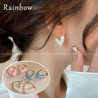 【Rainbow】ใหม่ ต่างหูสตั๊ด ห่วงรูปหัวใจ สีรุ้ง สวยหรู สําหรับผู้หญิง 2023