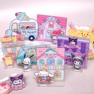 SANRIO เครื่องประดับอะคริลิค รูปซานริโอ้ แบบปลั๊กคู่ แบบสร้างสรรค์ สําหรับตกแต่งโต๊ะนักเรียน