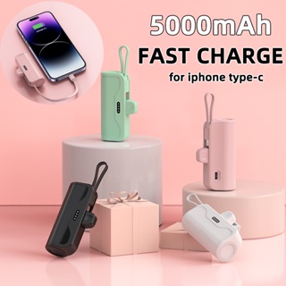 Powerbank แบตเตอรี่สำรองไร้สาย พลังมือถือขนาดเล็ก 5000mAh พาวเวอร์แบงค์ชาร์จเร็ว Fast Charge แบตสำรอง for iPhone type-c