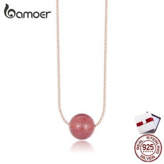 BAMOER Crystal Beads Necklace for Women Sterling Silver 925 Rose Gold Color BSN096