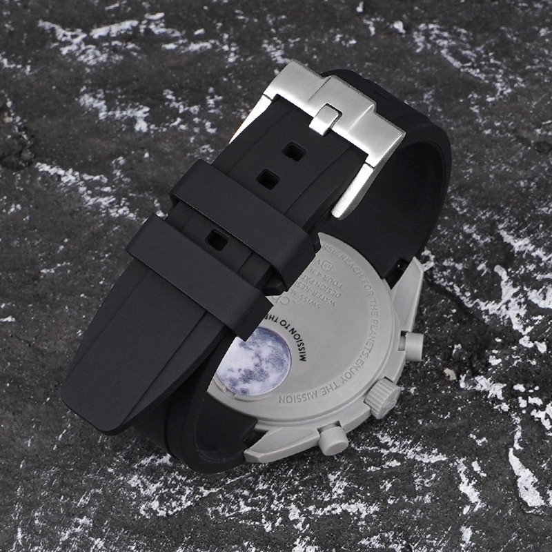 สายนาฬิกาข้อมือยางซิลิโคน ทรงโค้ง สําหรับ Rolex Water Ghost Seiko Oomega Watch Band 20 มม. 22 มม. MoonSwatch