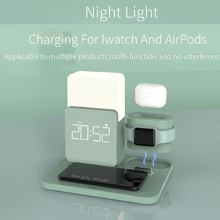 3 in 1 แท่นชาร์จไร้สาย พร้อมนาฬิกา สําหรับ Iphone Iwatch และ Airpods