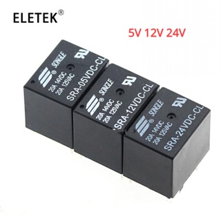 รีเลย์พาวเวอร์ 5V 12V 24V 20A DC SRA-05VDC-CL SRA-12VDC-CL SRA-24VDC-CL 5Pin PCB สีดํา 5 ชิ้น