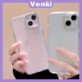 VENKI - สำหรับ iPhone Case Luxury Electroplated Lens Soft Case TPU Camera Protection Clear Case Simple Business Compatible iPhone 14 Pro Max 13 Pro max 12 Pro Max 11 xr xs max 7 6S
