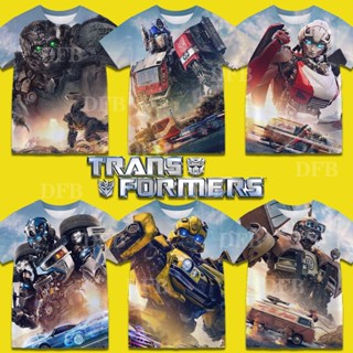 ใหม่ เสื้อยืดลําลอง แขนสั้น คอกลม พิมพ์ลายการ์ตูนอนิเมะ Transformers ใส่สบาย ระบายอากาศ แฟชั่นฤดูร้อน สําหรับเด็กผู้ชาย 2023