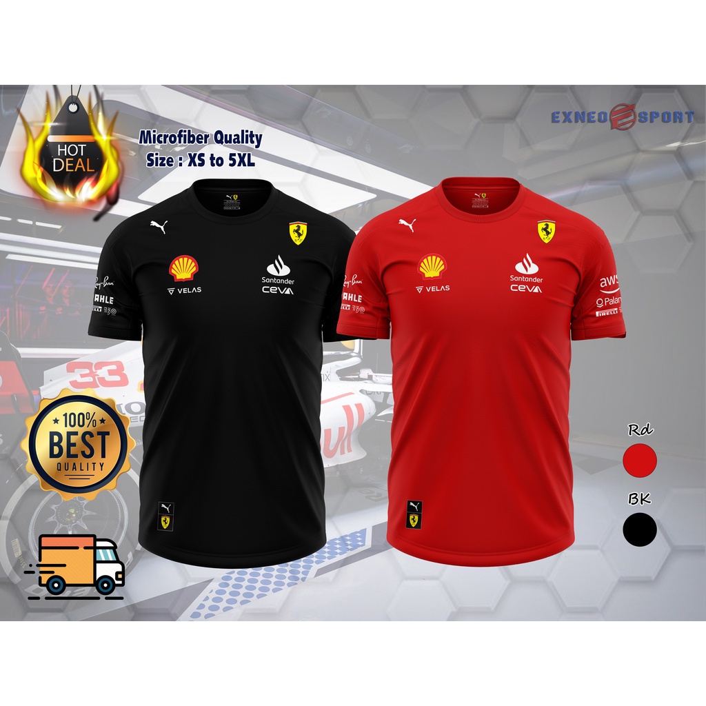ไมโครไฟเบอร ์ PremiumPUM4 22 Baju Ferrari Shell Formula One Racing Team Motor Sport Tshirt Graphic Tee