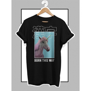 เสื้อเชิ้ต ลายยูนิคอร์นตลก พร้อมคําคม Born This Way ของขวัญสําหรับผู้ใหญ่