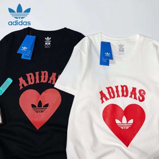 Adidas เสื้อยืดแขนสั้น คอกลม ผ้าฝ้าย 100% พิมพ์ลายโลโก้ ขนาดใหญ่ สําหรับผู้ชาย และผู้หญิง