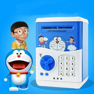 กระปุก ATM CARTOON BANK ดูดแบงค์,ดูดเหรียญ สีฟ้า ลายโดเรม่อน สุดน่ารัก catoon bank doraemon ฟ้า 12.5 x 13 x 19.5