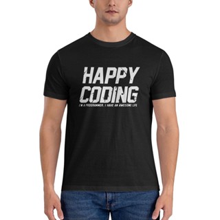 เสื้อยืด พิมพ์ลาย Happy Coding คุณภาพดี