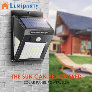 Lumiparty โคมไฟติดผนัง LED 3 ด้าน พลังงานแสงอาทิตย์ IP65 กันน้ํา สําหรับสวนกลางแจ้ง