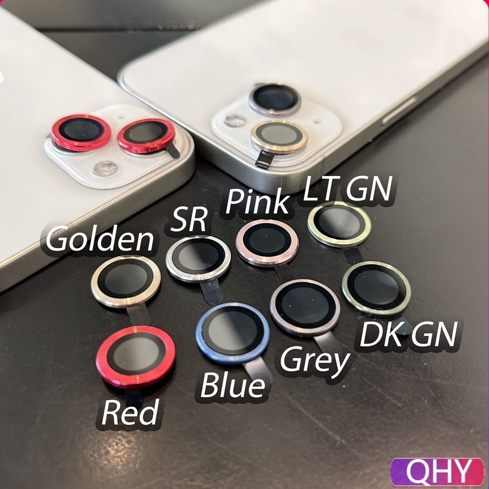 Qhy - ใช้งานร่วมกับ iPhone 15 16 14 12 11 Pro Max 13 Mini 9H ความแข็งกระจกนิรภัย CD ด้ายวงกลมป้องกันหน้าจอกรณีกลับเลนส์ฝาครอบเลนส์กล้องป้องกัน