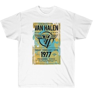 ดีมาก เสื้อยืดลําลอง แขนสั้น พิมพ์ลาย Kaos Van Halen Tour Pasadena 1977 สําหรับผู้ชาย และผู้หญิง