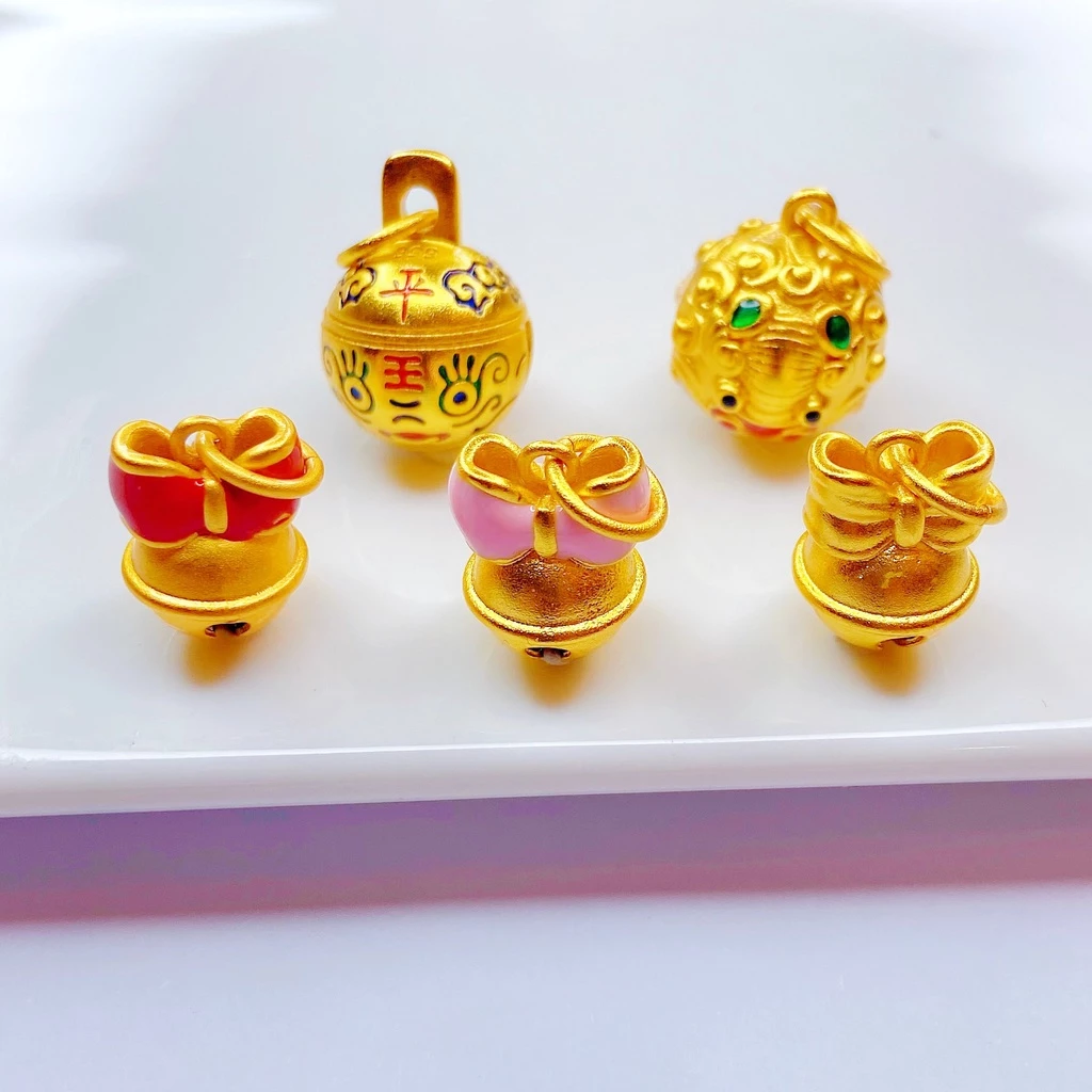 จี้กระดิ่งทรายโบราณ สีทอง ขนาดใหญ่ สำหรับทำสร้อยคอ สร้อยข้อมือ DIY thumbnail 4