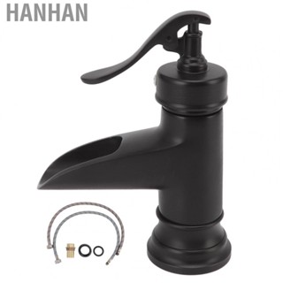 Hanhan Single Hole Basin Faucet Waterfall Outlet Faucet  Scratch Black for Kitchen for Under Counter Basin