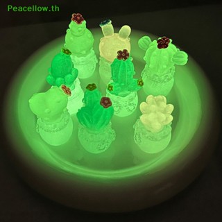 Peacellow กระบองเพชร ไม้อวบน้ํา เรืองแสง ขนาดเล็ก น่ารัก สําหรับตกแต่งบ้านตุ๊กตา รถยนต์ แดชบอร์ด