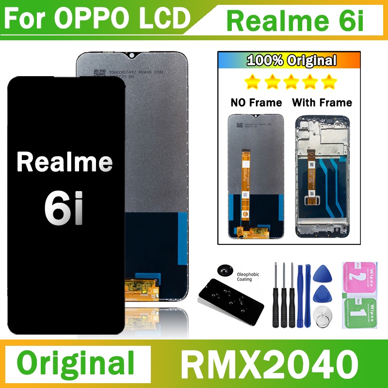 6.5" อะไหล่หน้าจอสัมผัสดิจิทัล LCD RMX2040 พร้อมกรอบ แบบเปลี่ยน สําหรับ OPPO Realme 6i Realme6i