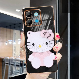 เคสโทรศัพท์มือถือแบบนิ่ม TPU ลาย KT น่ารัก พร้อมกระจก สําหรับ Infinix Note 30 Pro 30i VIP Smart 7 Plus HD 4G 5G Note30 30Pro