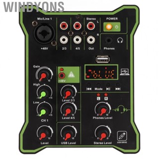 Windyons 5 Channel DJ Mixer Professional  USB MP3 Stereo  Mixer  Board for Recording Party KTV Stage N