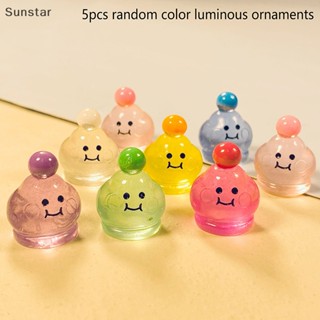 Sunstar เครื่องประดับเรซิ่น รูปการ์ตูนน่ารัก เรืองแสง ขนาดเล็ก สีแคนดี้ สําหรับตกแต่งรถยนต์ 5 ชิ้น