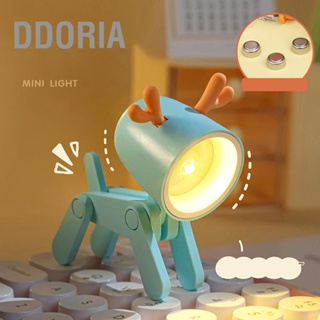 DDORIA Mini Cute Pet Night Light Kawaii โคมไฟตั้งโต๊ะ LED Ins Little Phone Stand บทความตกแต่งตกแต่ง