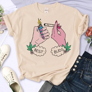 เสื้อยืด พิมพ์ลาย Bong Weed สไตล์ญี่ปุ่น สตรีท สําหรับผู้หญิง