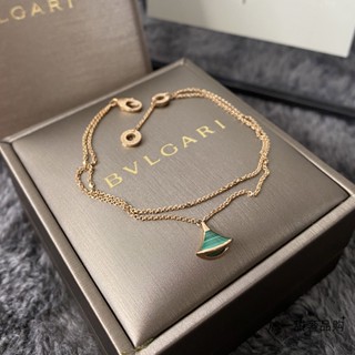 Bvlgari/bvlgari DIVAS DREAM Series สร้อยข้อมือ จี้ใบพัด ขนาดเล็ก สีโรสโกลด์ สีเขียวมาลาไคต์