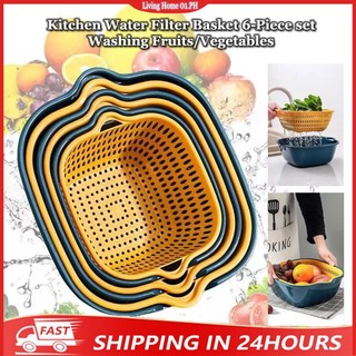6 Pieces Drain Basket Set for Placing and Washing Fruits and Veggies Draining