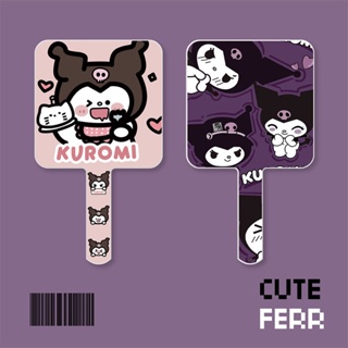 Sanrio Kuromi กระจกแต่งหน้า ด้ามจับ HD ขนาดเล็ก แบบพกพา สําหรับหอพัก