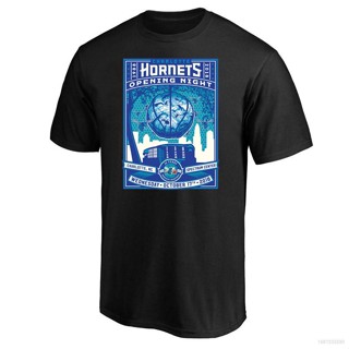 เสื้อยืดแขนสั้นลําลอง คอกลม ทรงหลวม พิมพ์ลายการ์ตูน NBA Charlotte Hornets พลัสไซซ์ สําหรับผู้ชาย และผู้หญิง