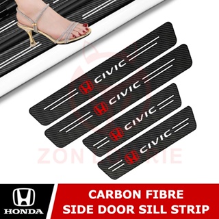 สติกเกอร์คาร์บอนไฟเบอร์ ป้องกันรอยขีดข่วน สําหรับติดขอบประตูรถยนต์ Honda CIVIC FE FC FD 2022 2023 [4 ชิ้น]